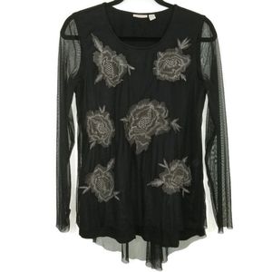 LOGO Lavish by Lori Goldstein black tunic Medium